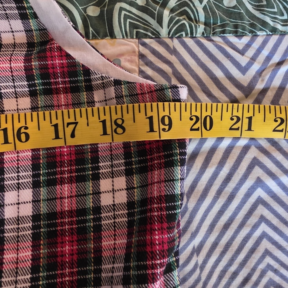 Vtg Kelly's Kids Plaid Jumper Dress Adult Medium Red Tartan 90s Pinafore Cottage - Picture 6 of 8